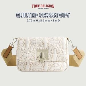 True Religion Cream and Tan Crossbody Bag